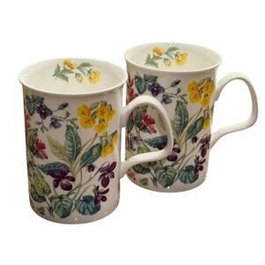 Henley Collection floral fine bone china, made in England, Set of Two